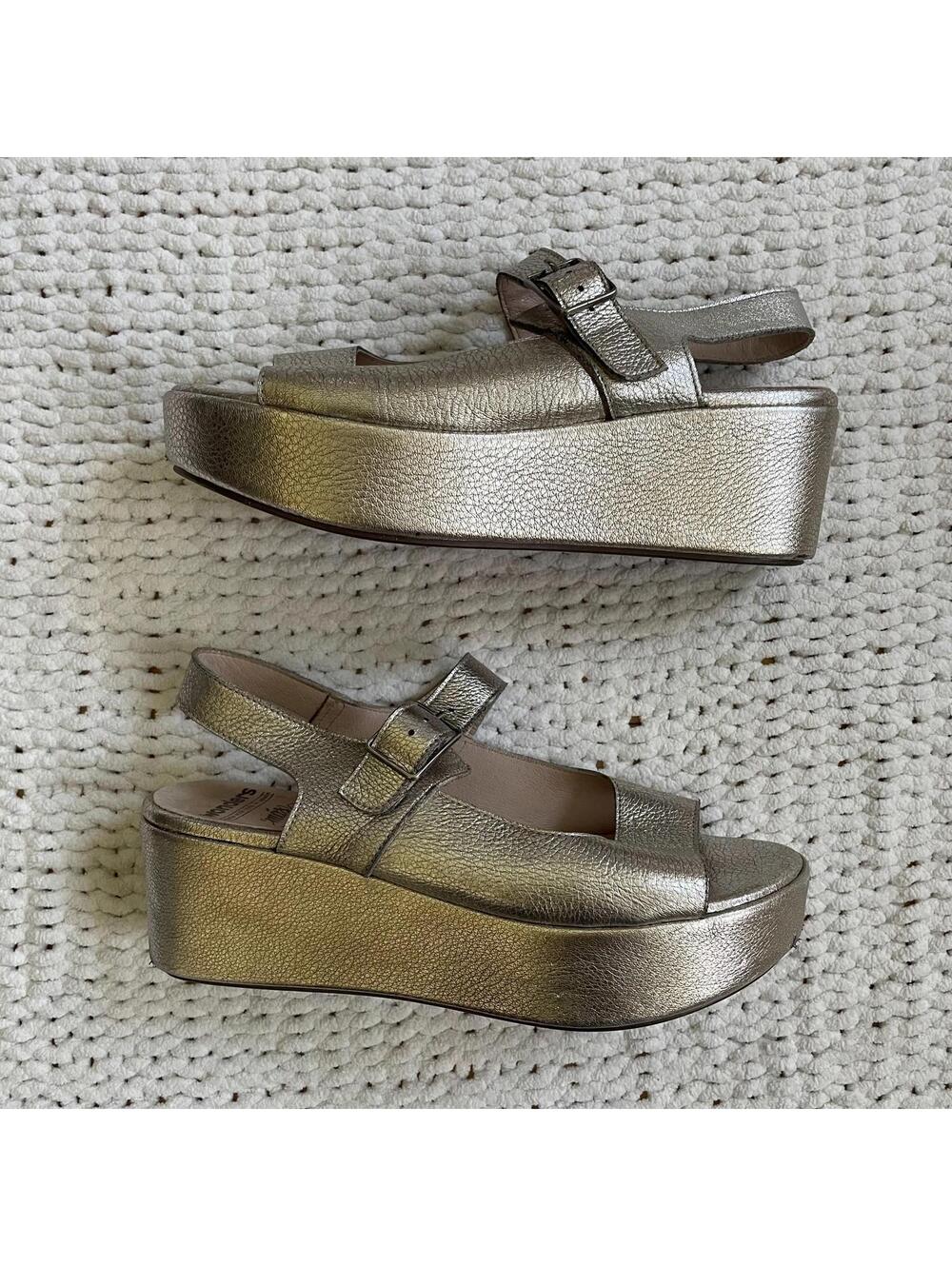 Wonders Woman Gold Leather Platfrom Sandals - Size 38